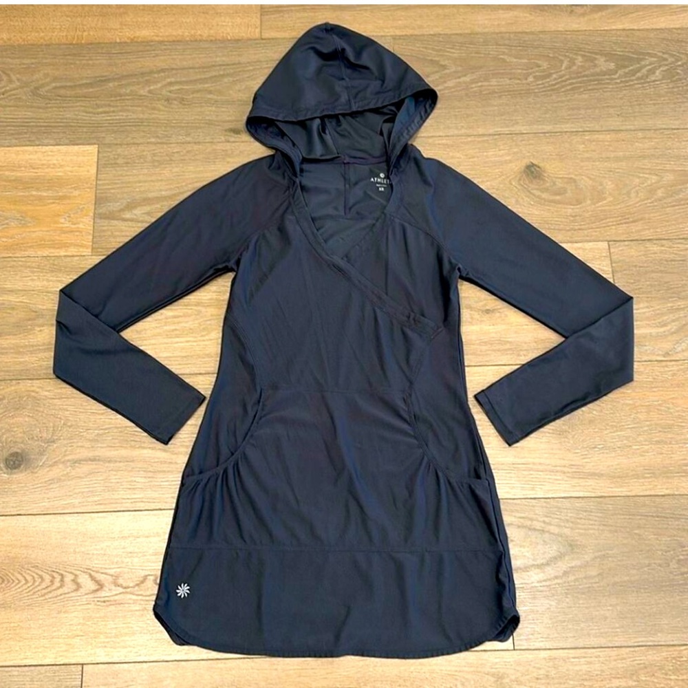 ATHLETA Dark Gray Wick-It Wader Coverup Lightweight Active Dress Sz XS